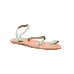 CIEL Metallic Green Leather Handmade Daytona Toe Ring Sandals